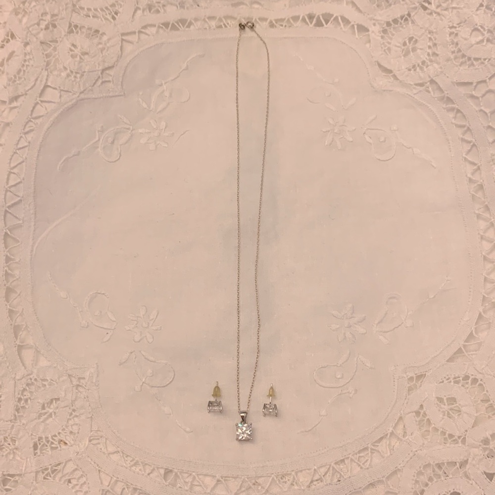 .925 stirling silver necklace and earrings with cubic zirconias